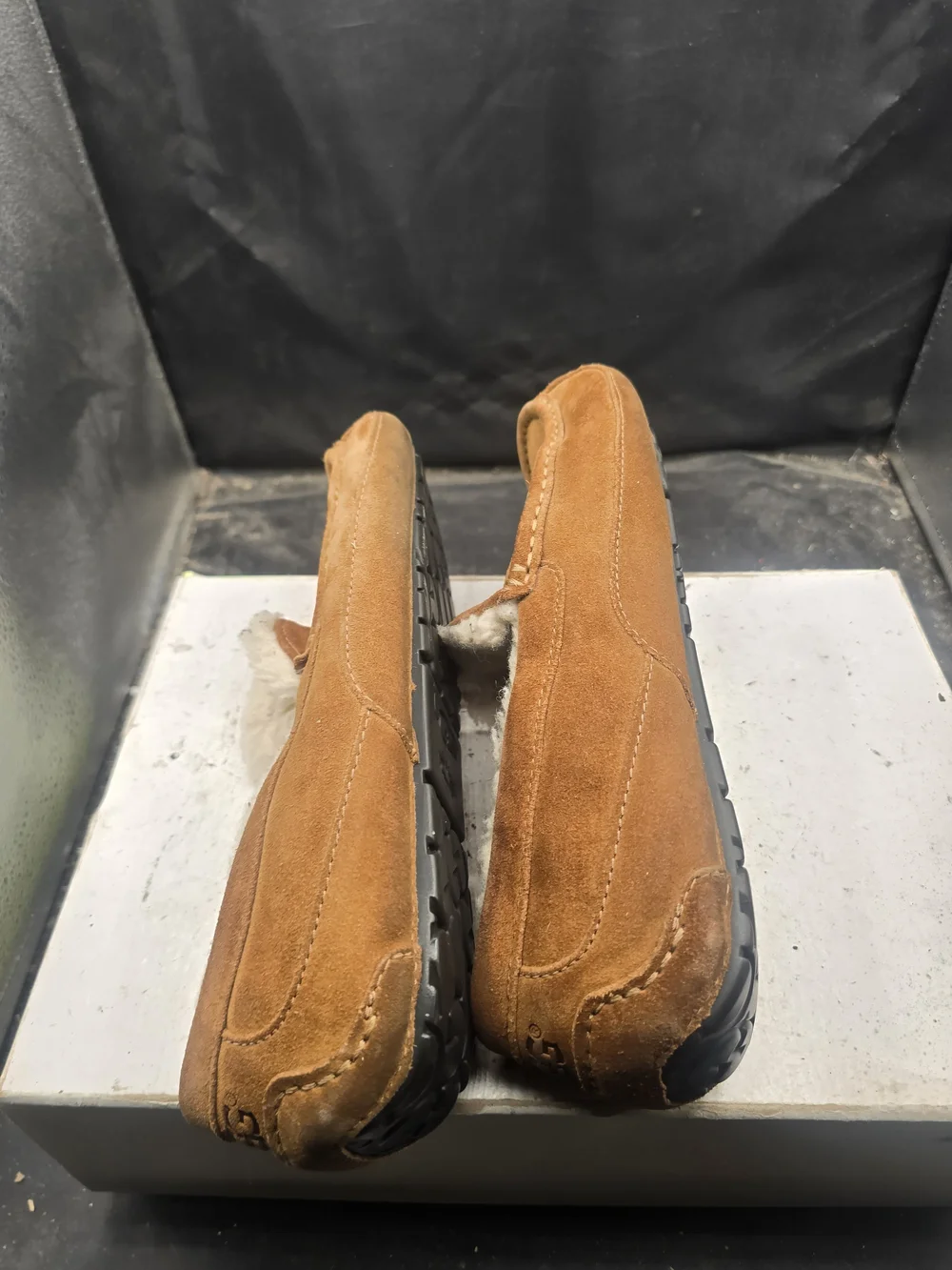 UGG Men's Chestnut Suede Moccasin Slippers with Shearling Lining